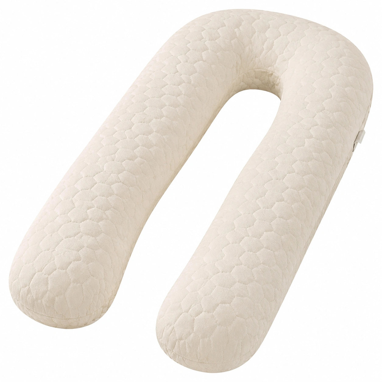 Cojín de embarazo en U 145 cm de tejido beige acolchado para descanso