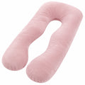 Almohada de embarazo 140 cm rosa de tejido aterciopelado - apoyo corporal en U