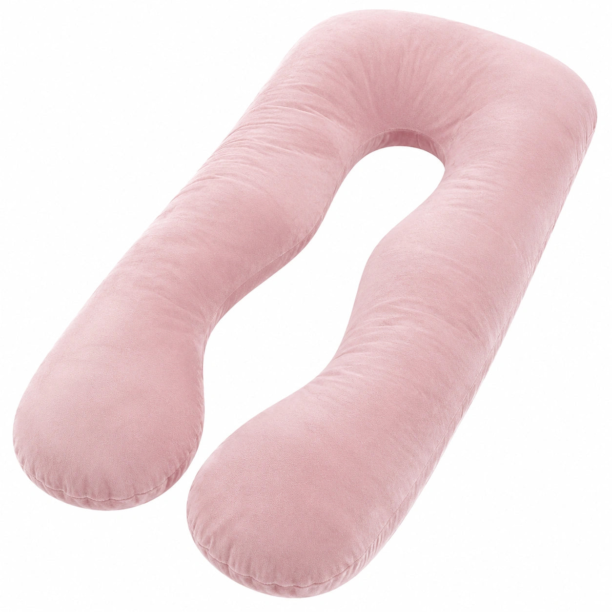 Almohada de embarazo 140 cm rosa de tejido aterciopelado - apoyo corporal en U