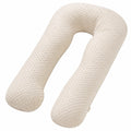 Almohada corporal en U 130 cm de tejido aterciopelado crema para descanso y apoyo