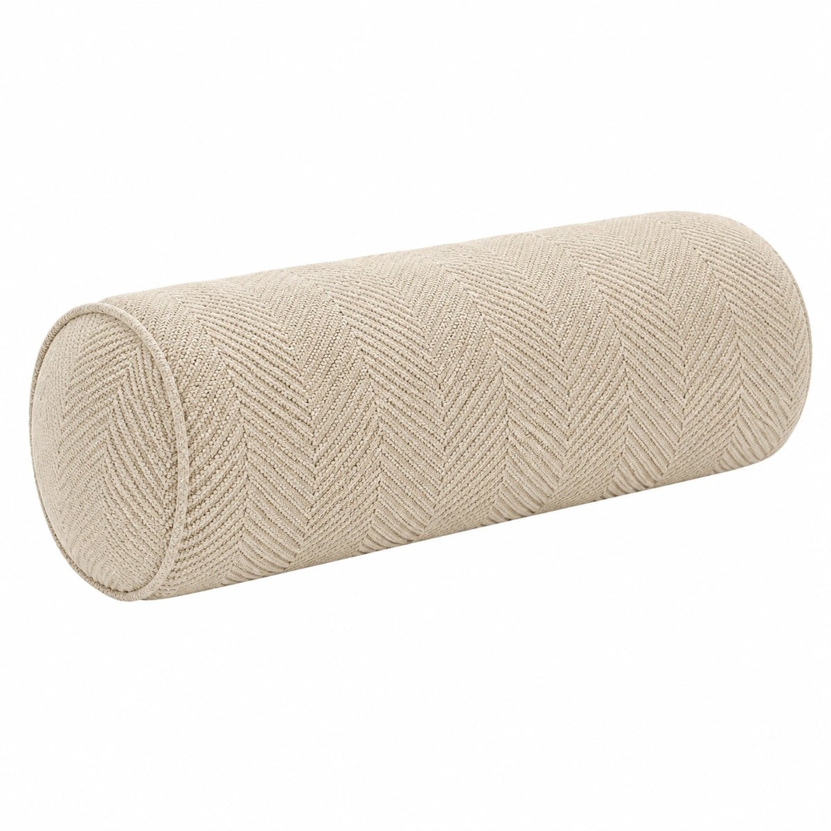 Cojín cilíndrico 50 x 20 cm de tejido beige con relieve decorativo