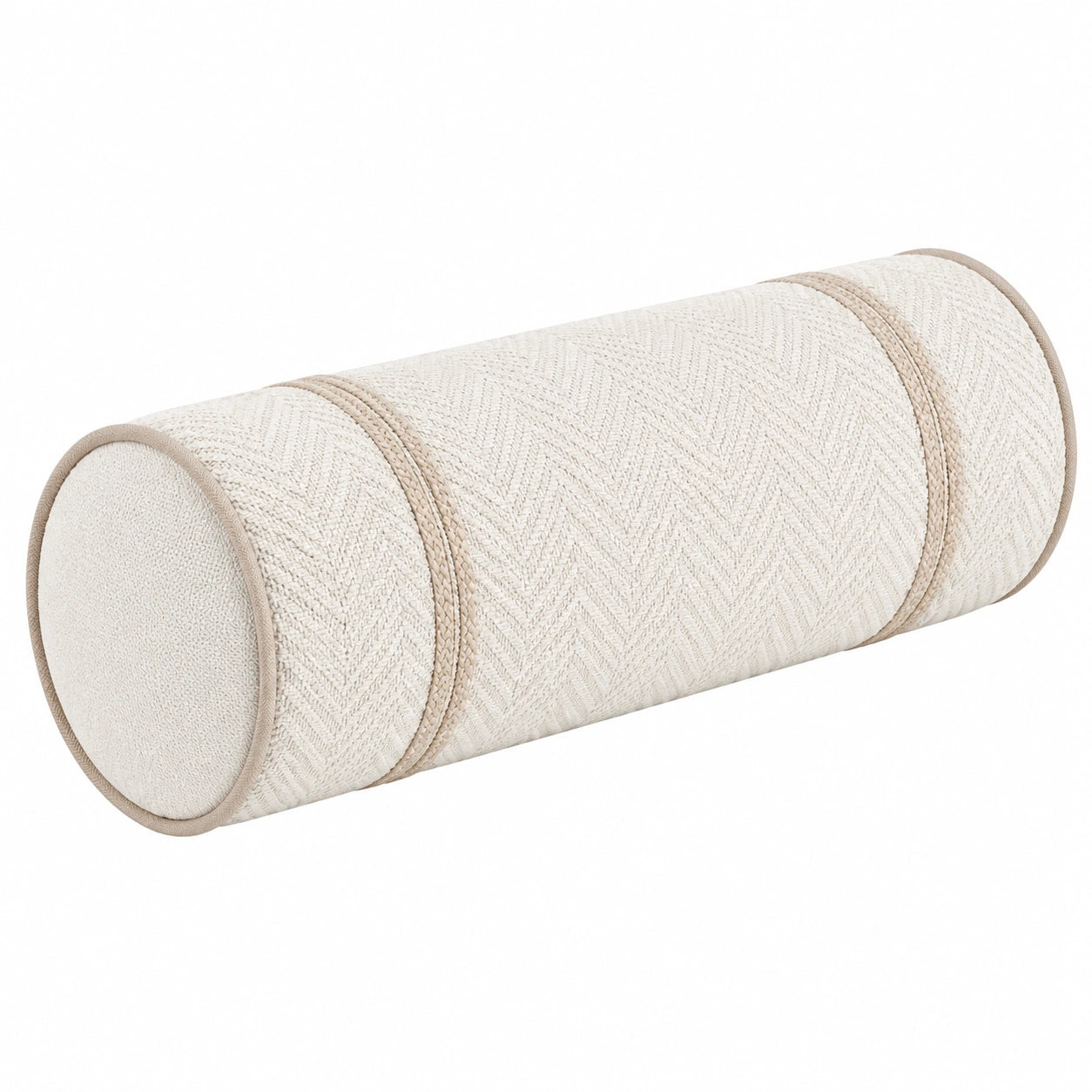Cojín cilíndrico 50 x 18 cm de tejido texturizado beige para decoración