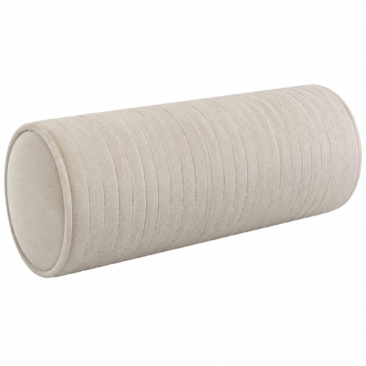 Cojín cilíndrico 20 x 50 cm de tejido beige acanalado para apoyo decorativo
