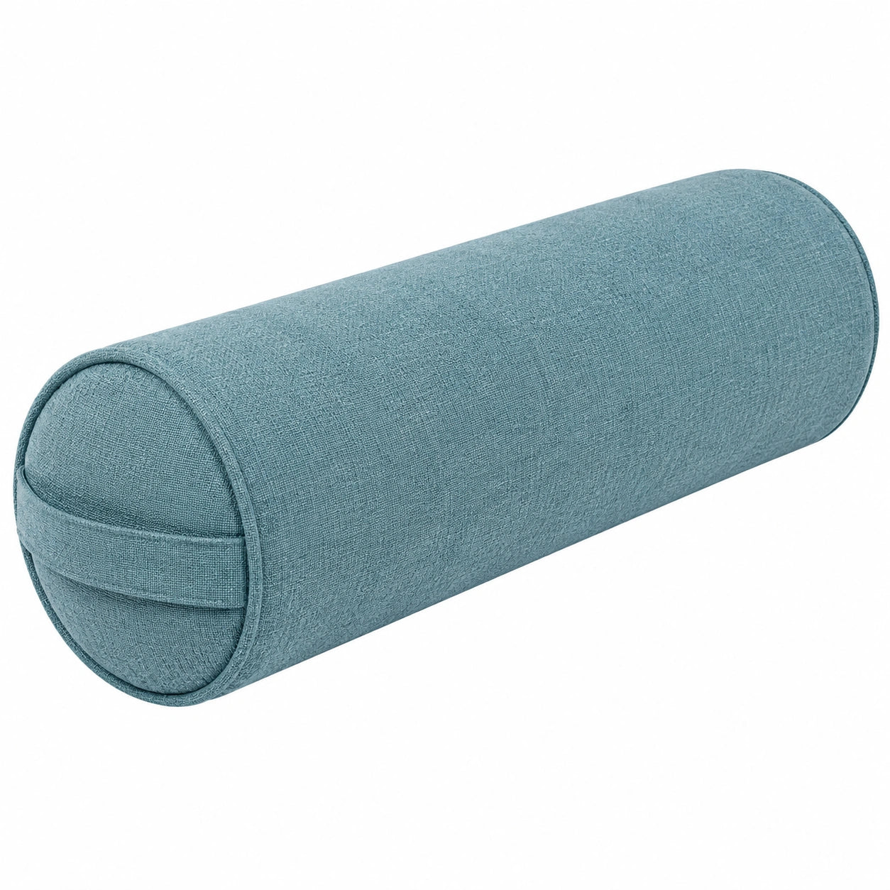 Cojín cilíndrico 15 x 45 cm de tela azul para apoyo lumbar decorativo