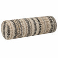 Cojín cilíndrico 20 x 50 cm de tela beige con estampado geométrico decorativo
