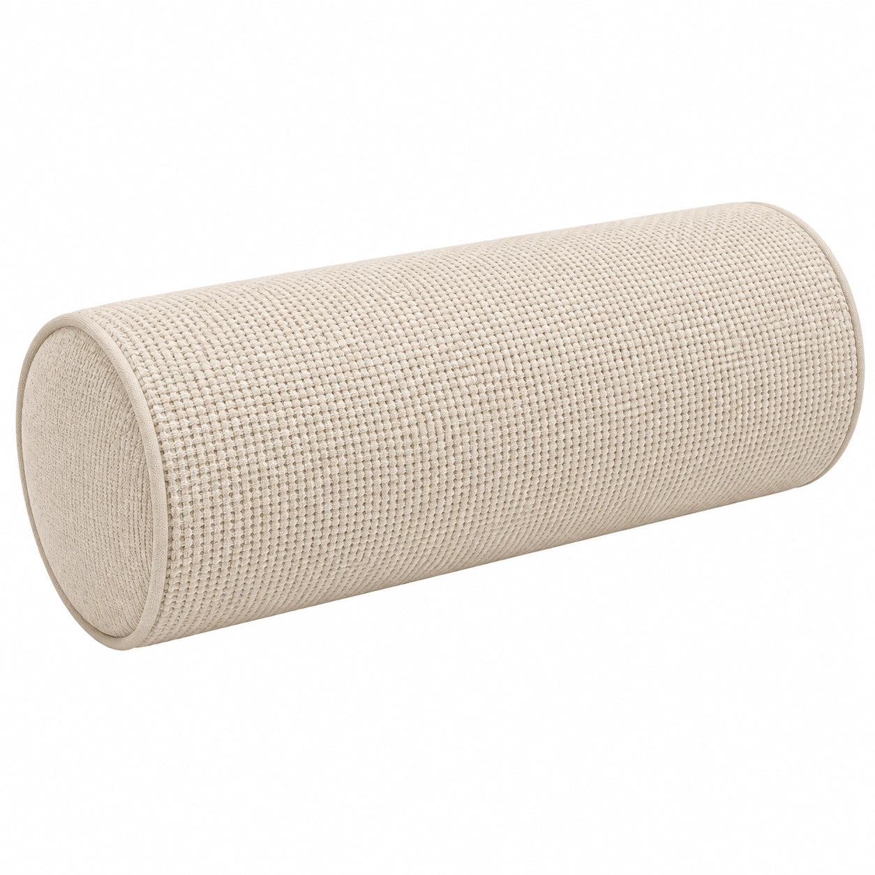 Cojín cilíndrico 20 x 50 cm de tejido beige - apoyo decorativo texturizado