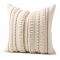 Cojín decorativo cuadrado 45 cm de tejido beige con flecos estilo bohemio