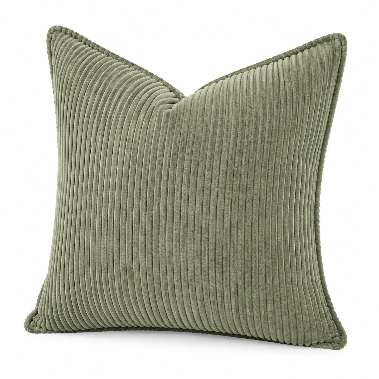 Cojín decorativo cuadrado 45 cm de tejido acanalado verde estilo contemporáneo