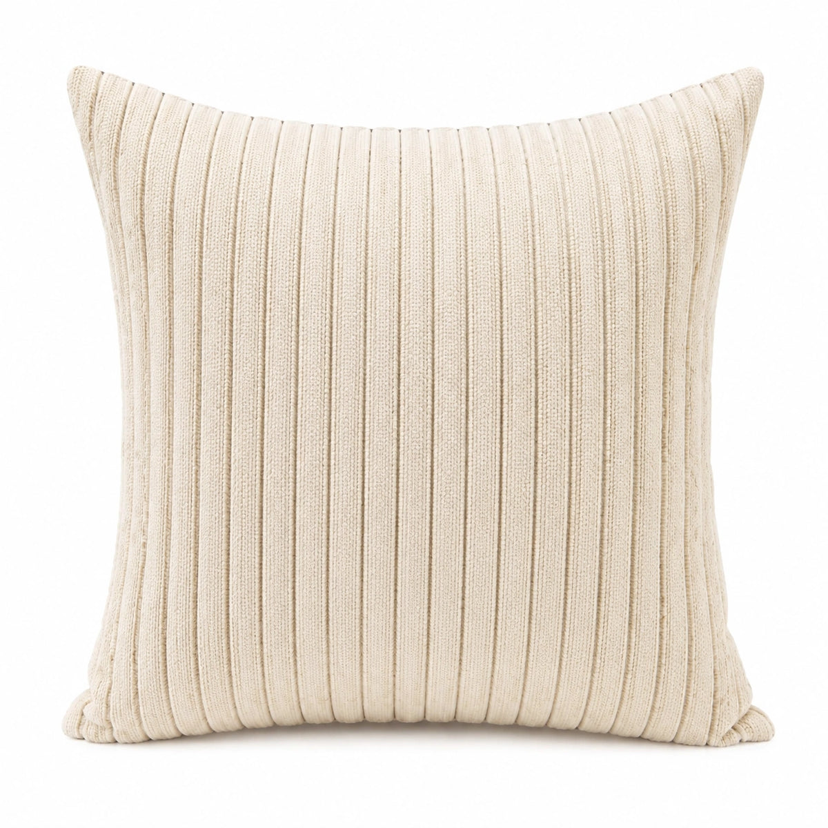 Cojín decorativo 45 x 45 cm de tejido acanalado beige para sofá estilo contemporáneo