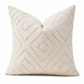 Cojín decorativo cuadrado 45 x 45 cm de tejido beige con relieve geométrico para salón estilo bohemio