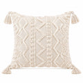 Cojín decorativo cuadrado 45 x 45 cm de algodón beige con borlas estilo bohemio