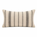 Cojín rectangular 50 x 30 cm de tejido beige y negro para decoración de estilo rayas