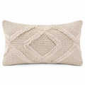 Cojín rectangular 45 x 30 cm de tejido beige con flecos estilo bohemio