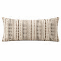 Cojín lumbar 60 x 30 cm de algodón beige y marrón con textura tejida decorativa