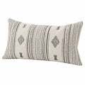 Cojín lumbar 50 x 30 cm textil beige y negro decorativo de rayas