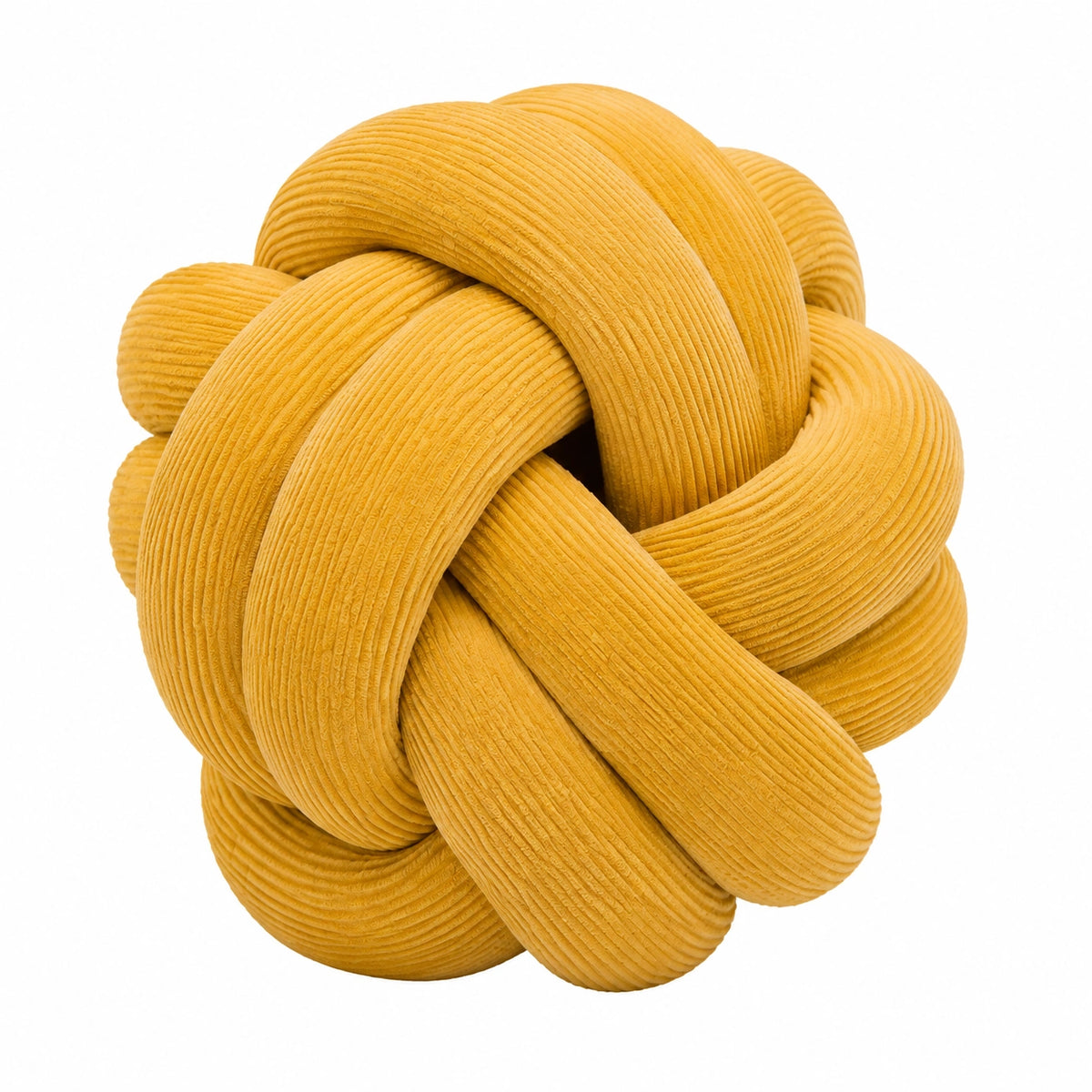 Cojín decorativo anudado 30 cm de tejido acanalado amarillo - suave para sofá