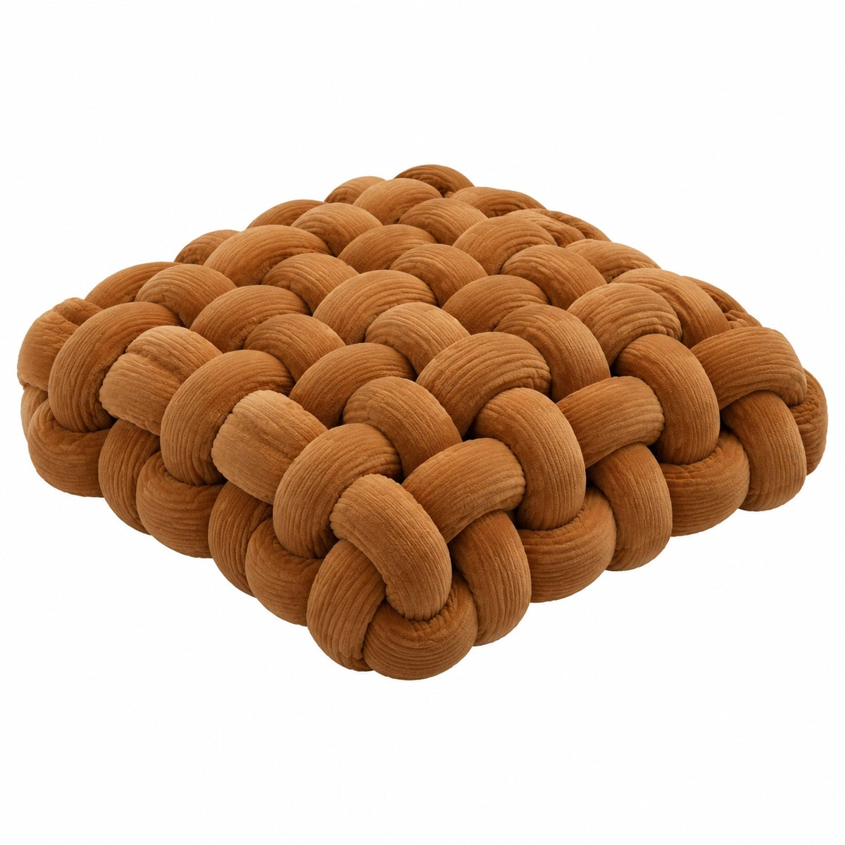 Cojín decorativo cuadrado 45 x 45 cm de pana marrón trenzado