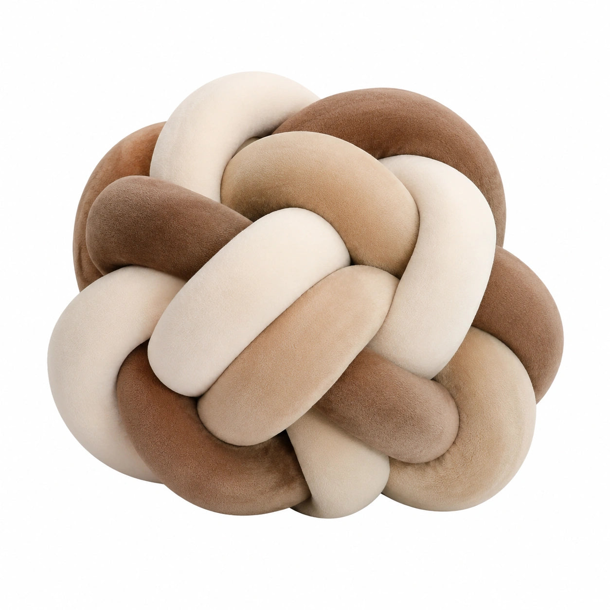 Cojín decorativo de nudo 30 cm de poliéster beige marrón - estilo trenzado