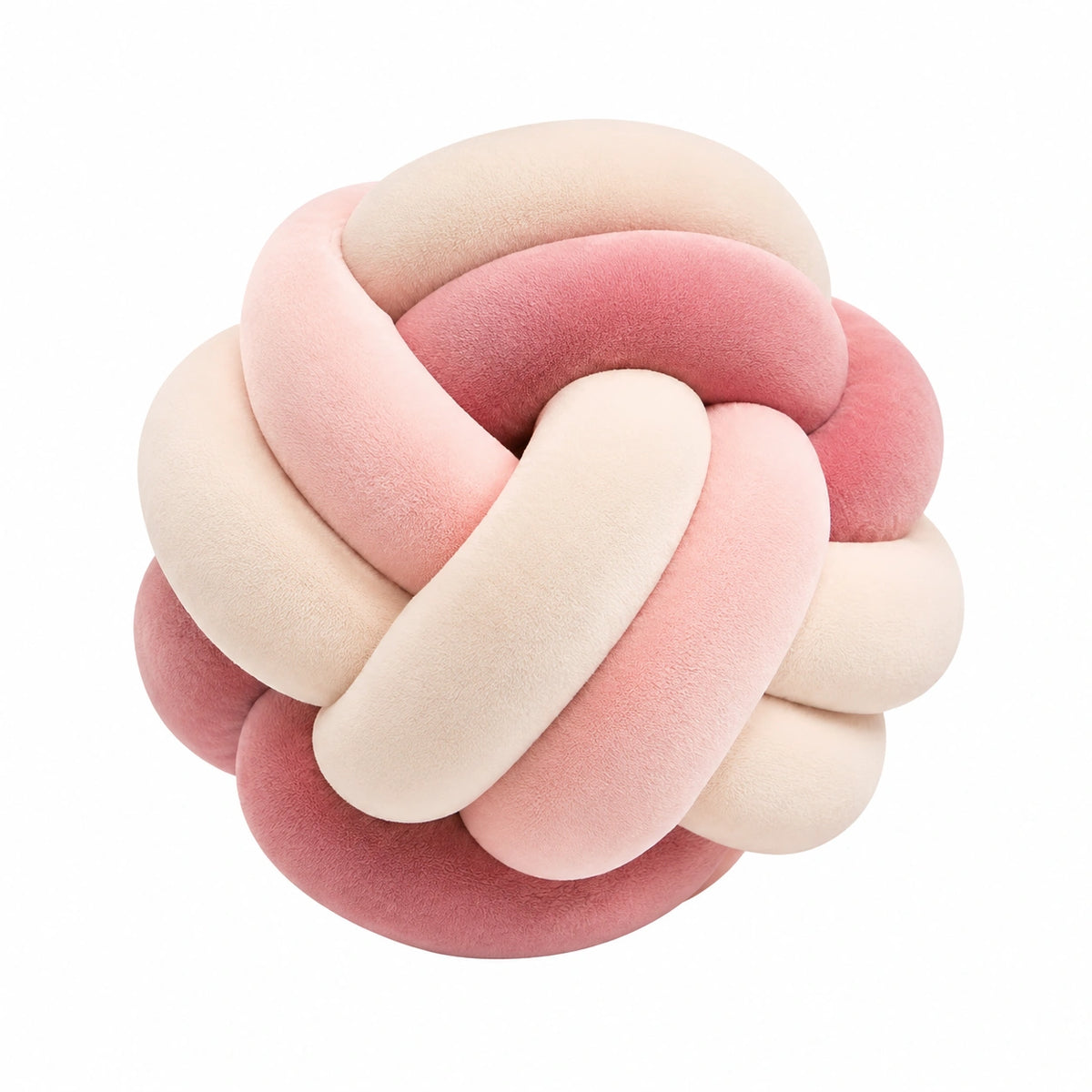 Cojín decorativo de nudo 30 cm de poliéster rosa y crema suave