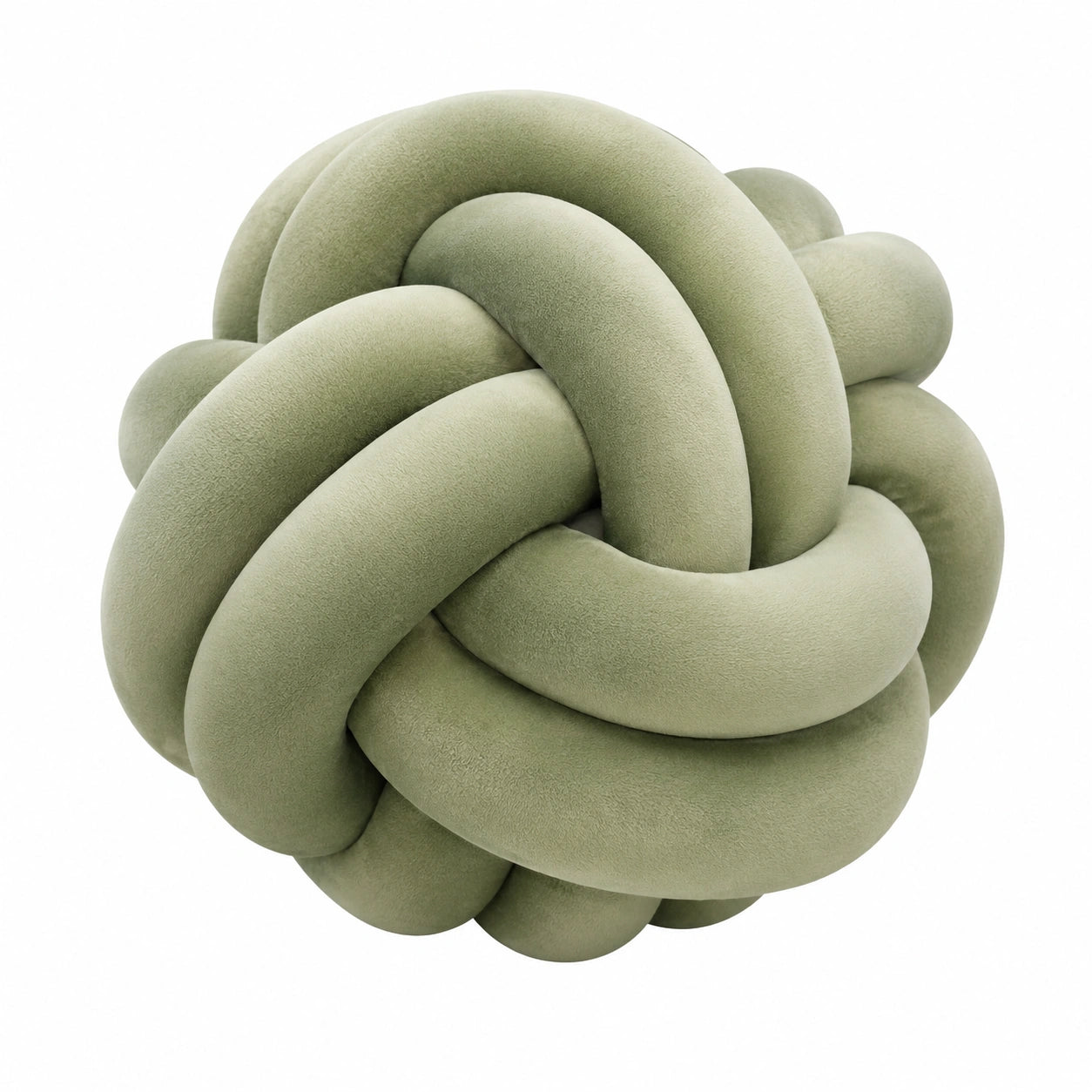 Cojín decorativo anudado 30 cm de poliéster verde salvia de tacto suave