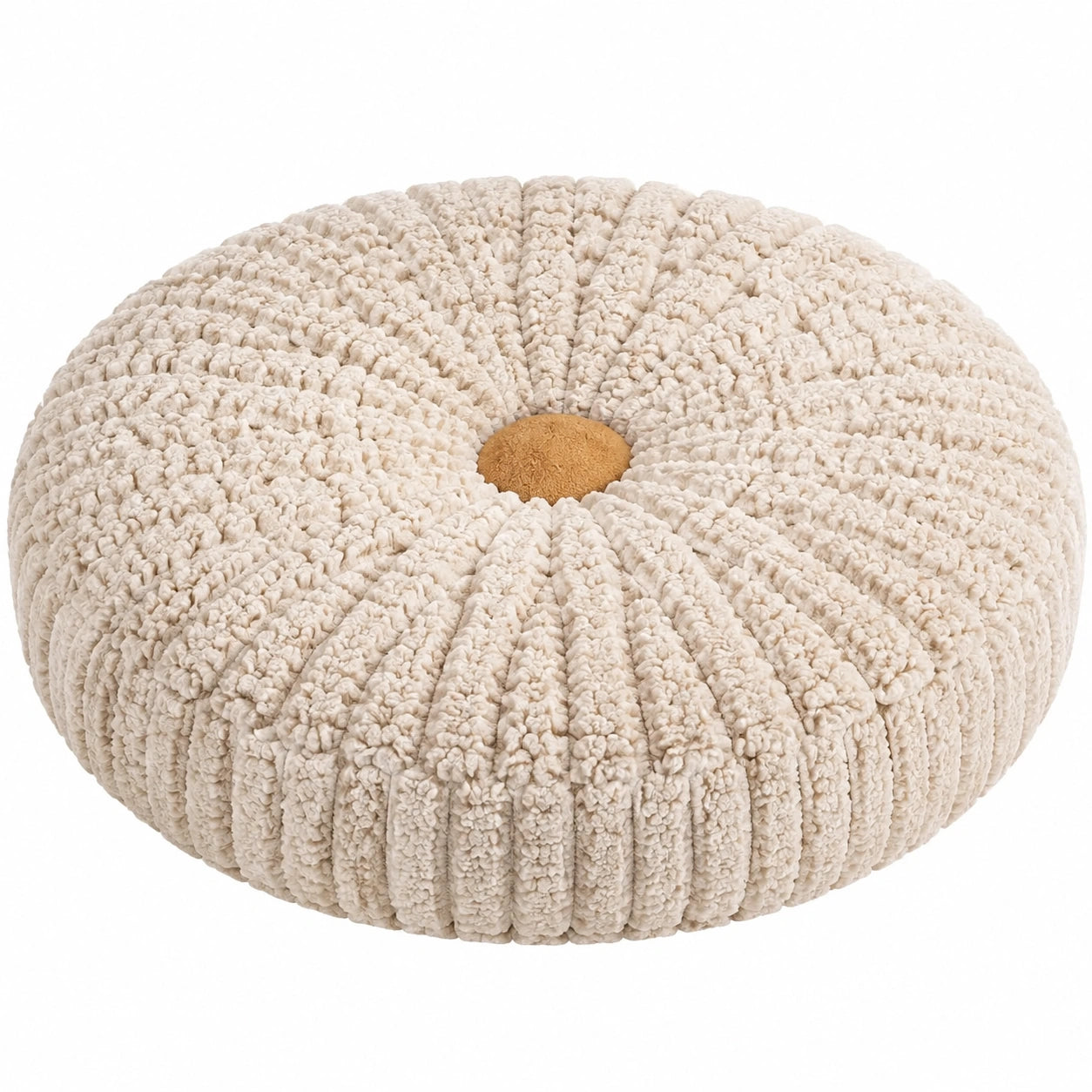 Cojín redondo 60 cm de poliéster crema estilo calabaza