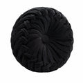 Cojín decorativo redondo 40 cm de terciopelo negro trenzado