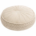 Cojín de suelo redondo 60 cm de algodón beige con relieve trenzado