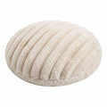 Cojín redondo 50 cm de pelo sintético beige con relieve decorativo