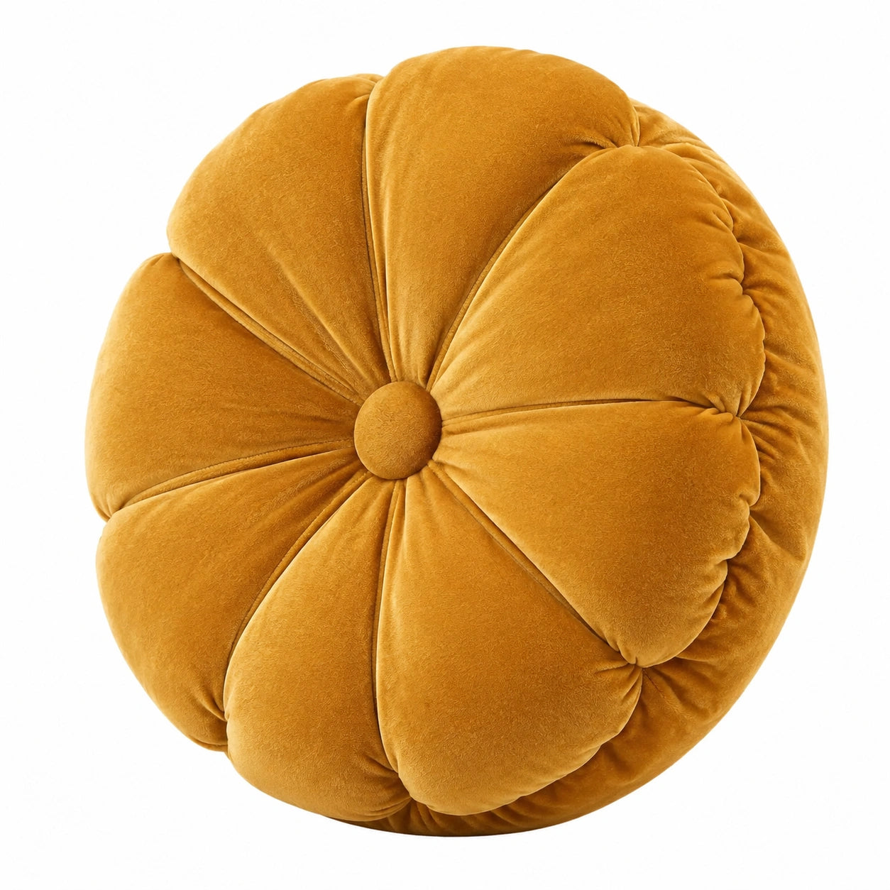 Cojín decorativo redondo 45 cm de terciopelo mostaza acolchado estilo clásico