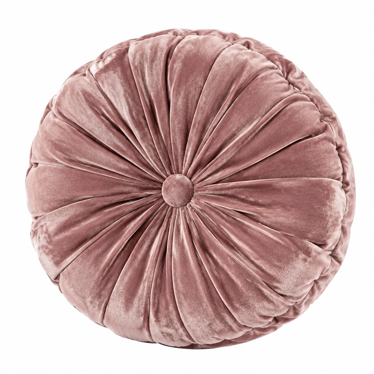 Cojín decorativo redondo 40 cm de terciopelo rosa estilo floral
