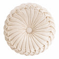 Cojín redondo 40 cm de tela beige con pliegues decorativos